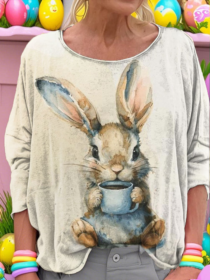 Women's Easter Bunny Art Printed Tops
