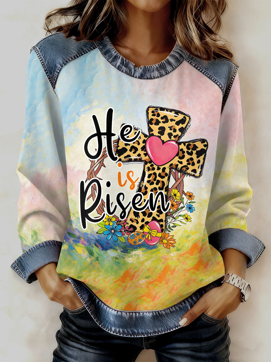 Women's Vintage Faith Easter Print Sweatshirt