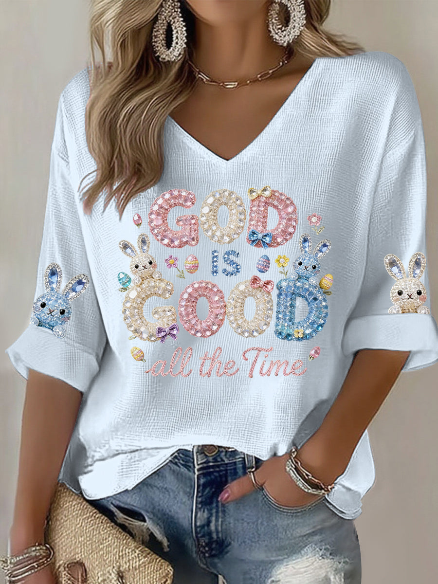 Women's Easter Bunny Art Print Casual T-shirt