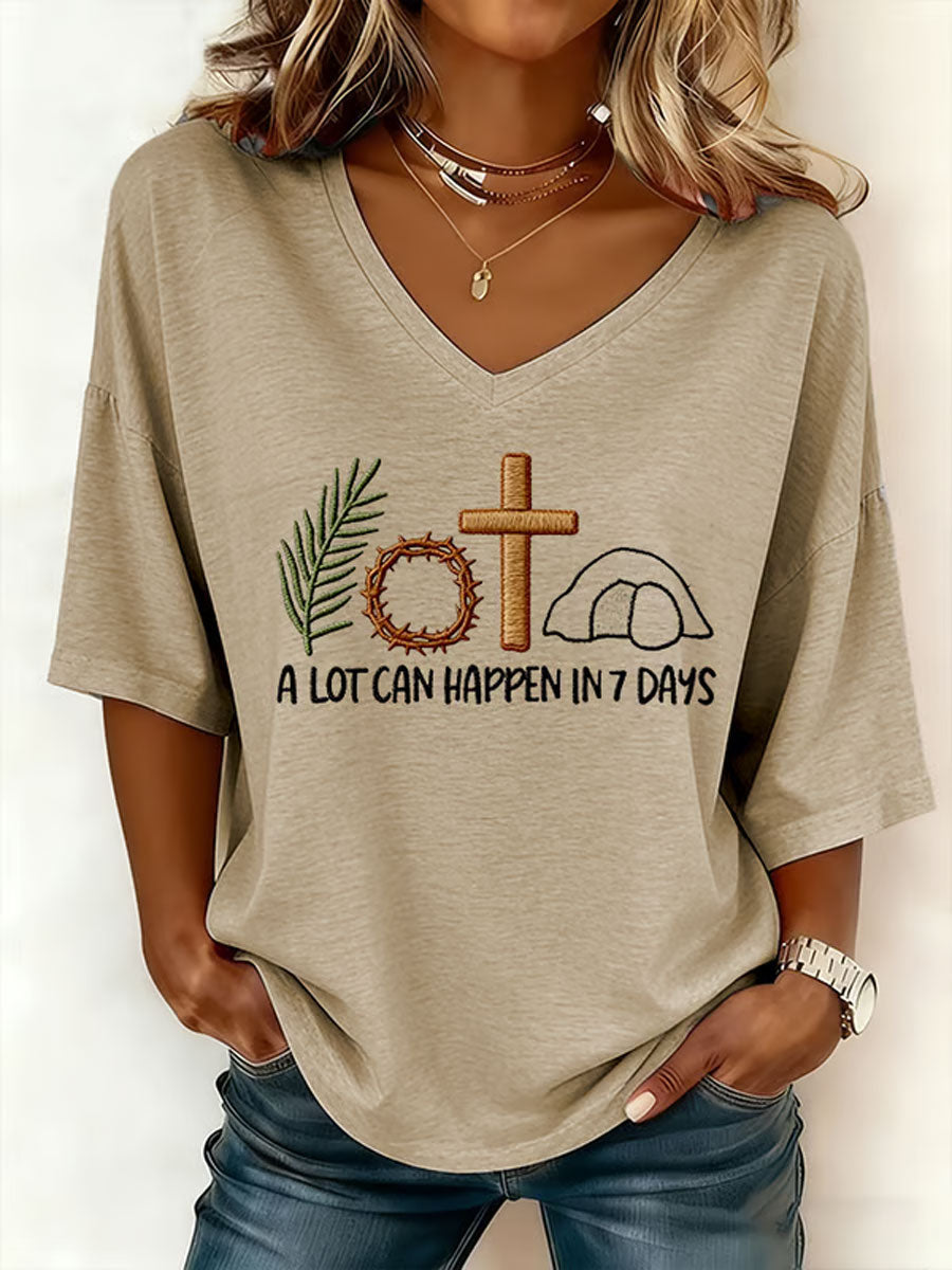 Women's Easter Bunny A Lot Can Happen In 3 Days Printed T-shirt