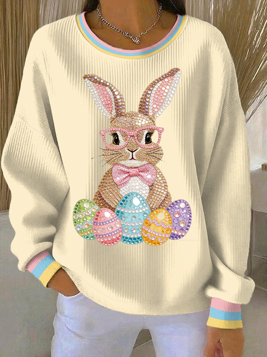 Women's Easter Bunny Art Print Casual Sweatshirt