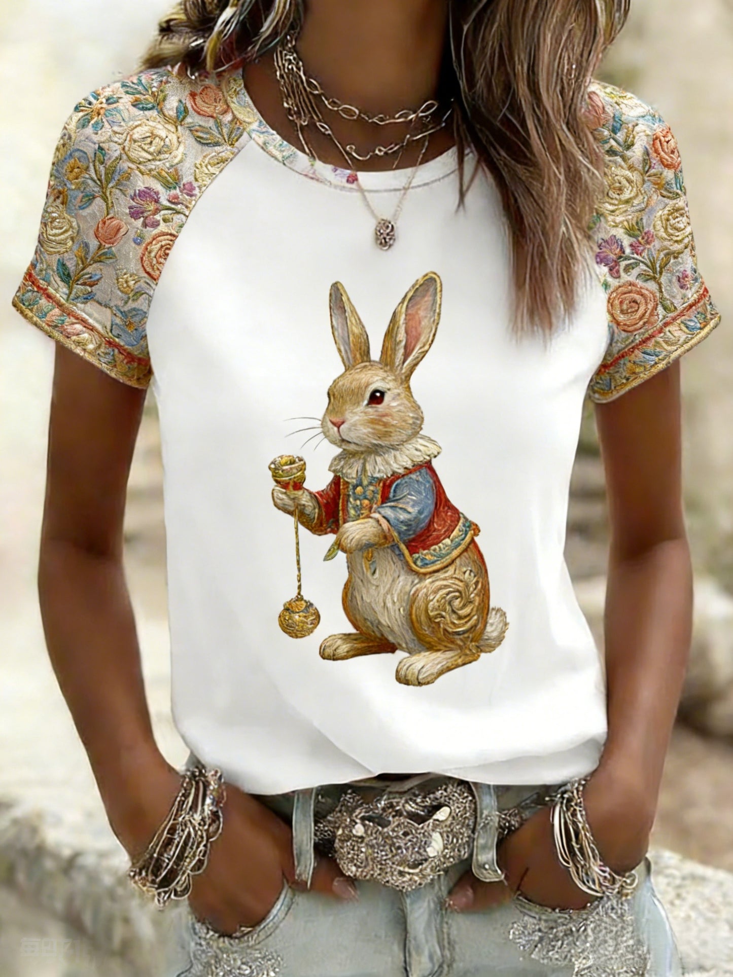 Women's Rabbit Print Casual T-Shirt