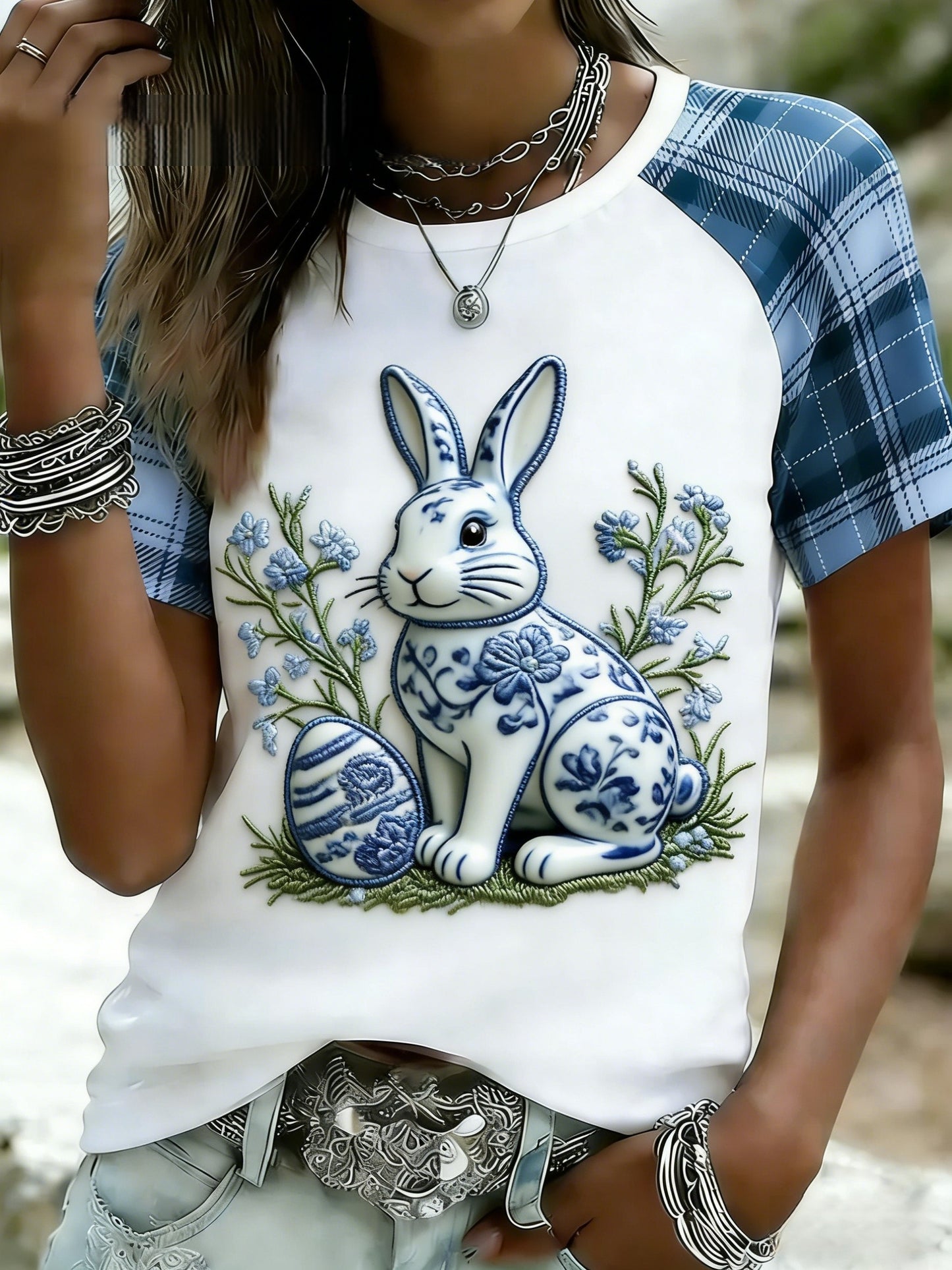 Women's Rabbit Print Casual T-Shirt