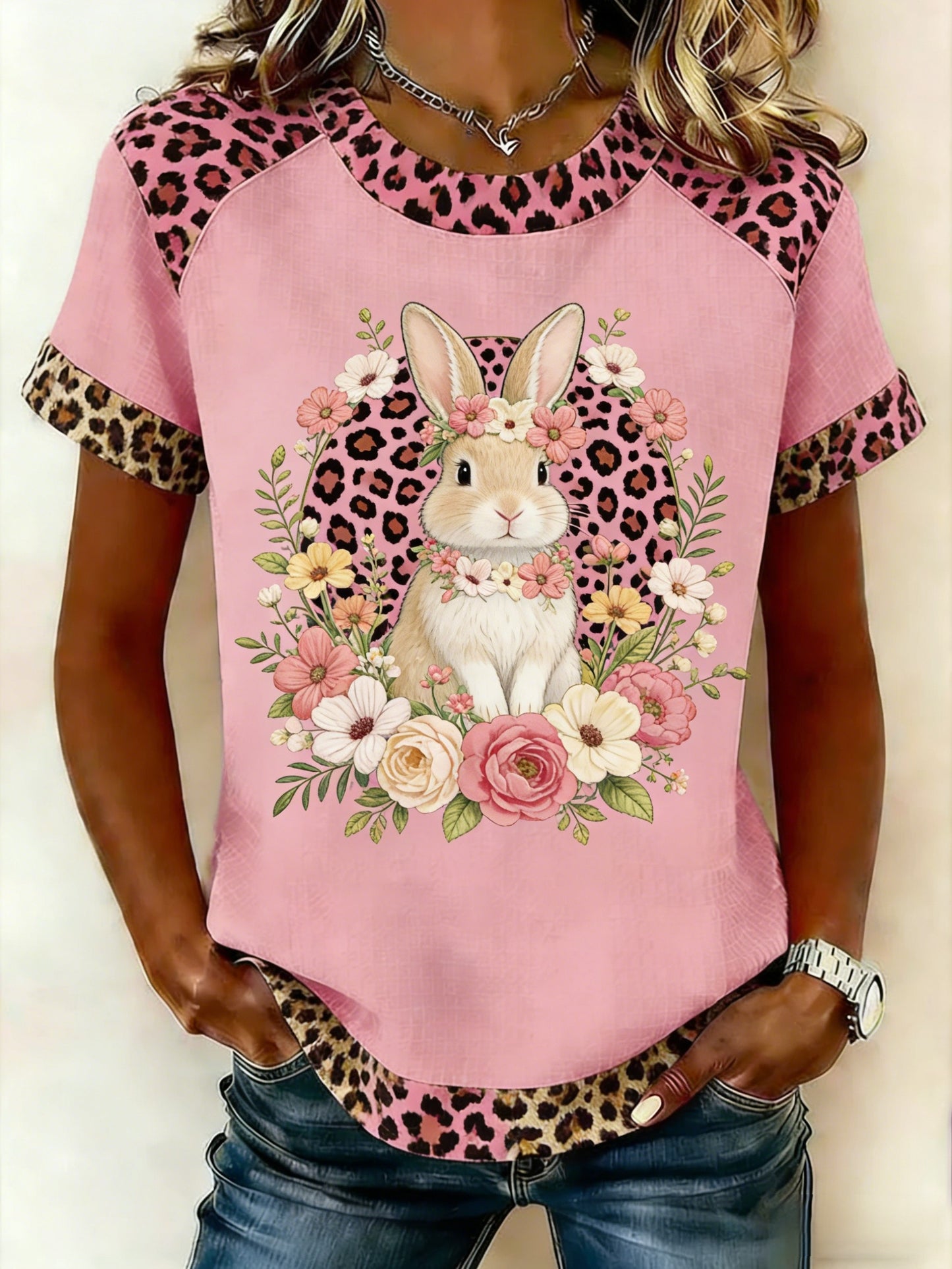 Women's Rabbit Print Casual T-Shirt