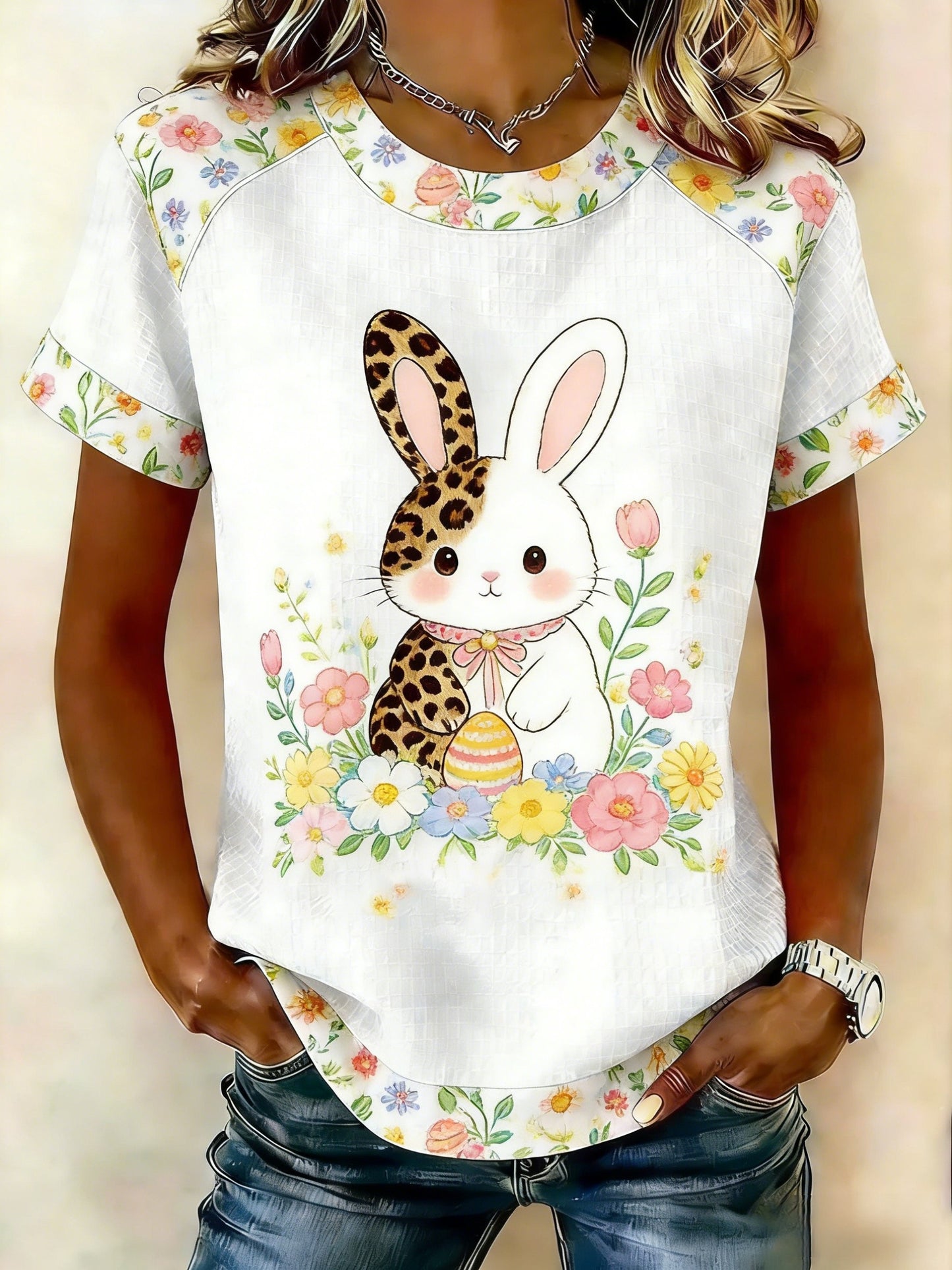 Women's Rabbit Print Casual T-Shirt
