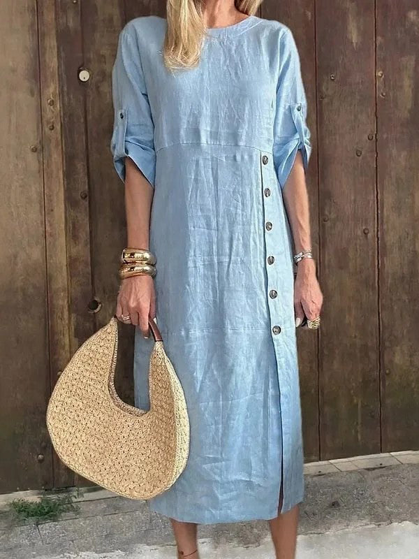 Women's Button-Down Side Slit Maxi Dress