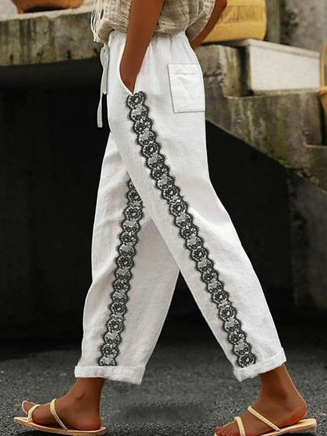 Women's Casual Daily Button Side Straight Pants