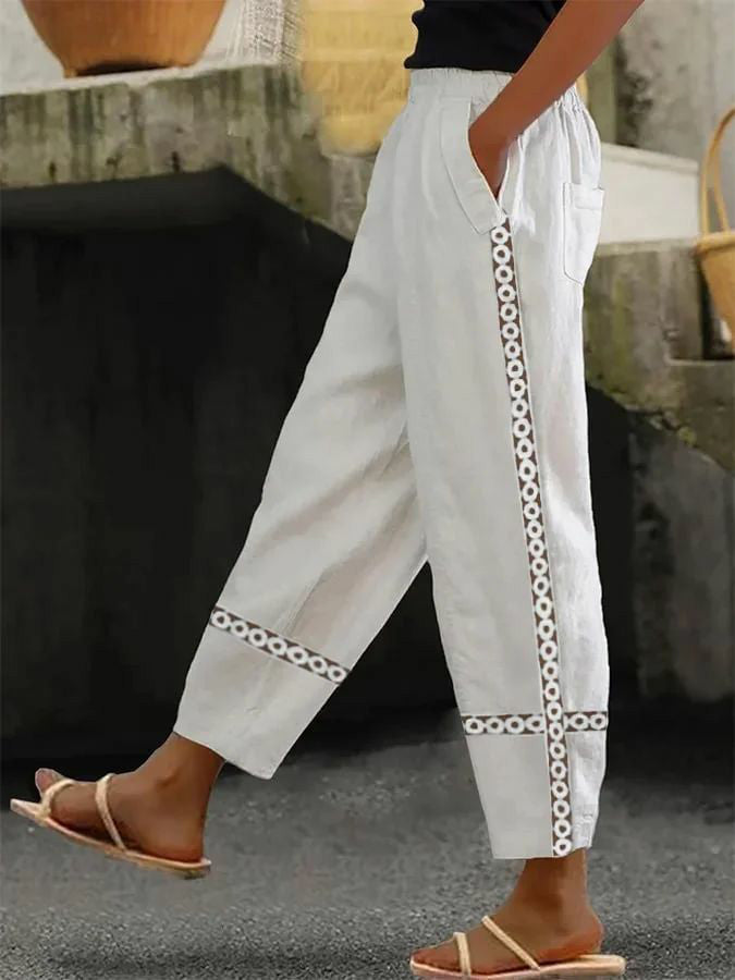 Women's Casual Daily Button Side Straight Pants
