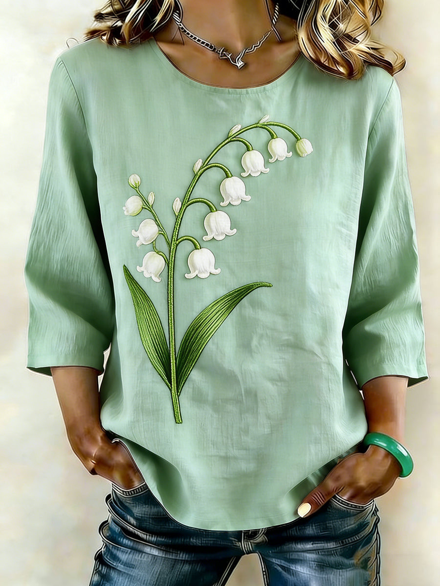 Women's Floral Art Linen Shirt