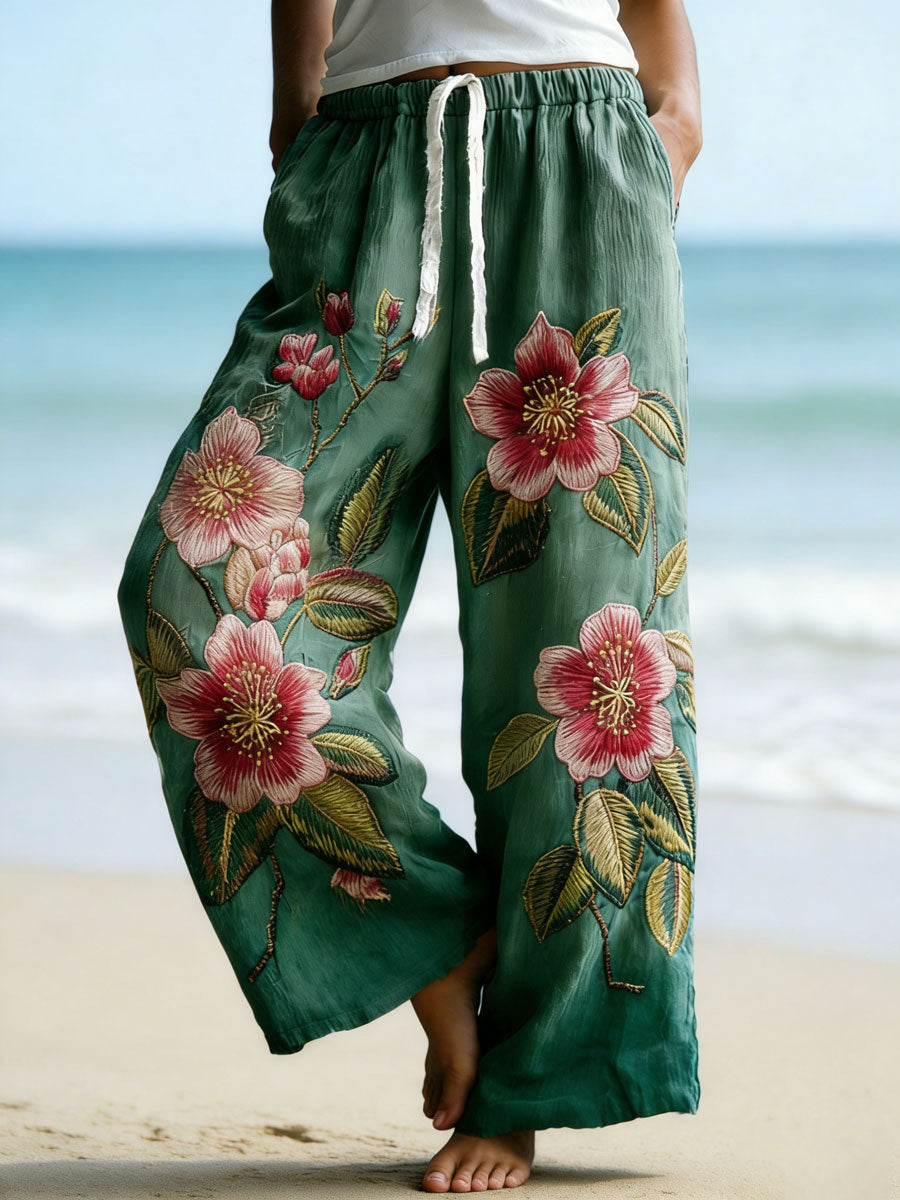 Women's Hibiscus Print Casual Pants