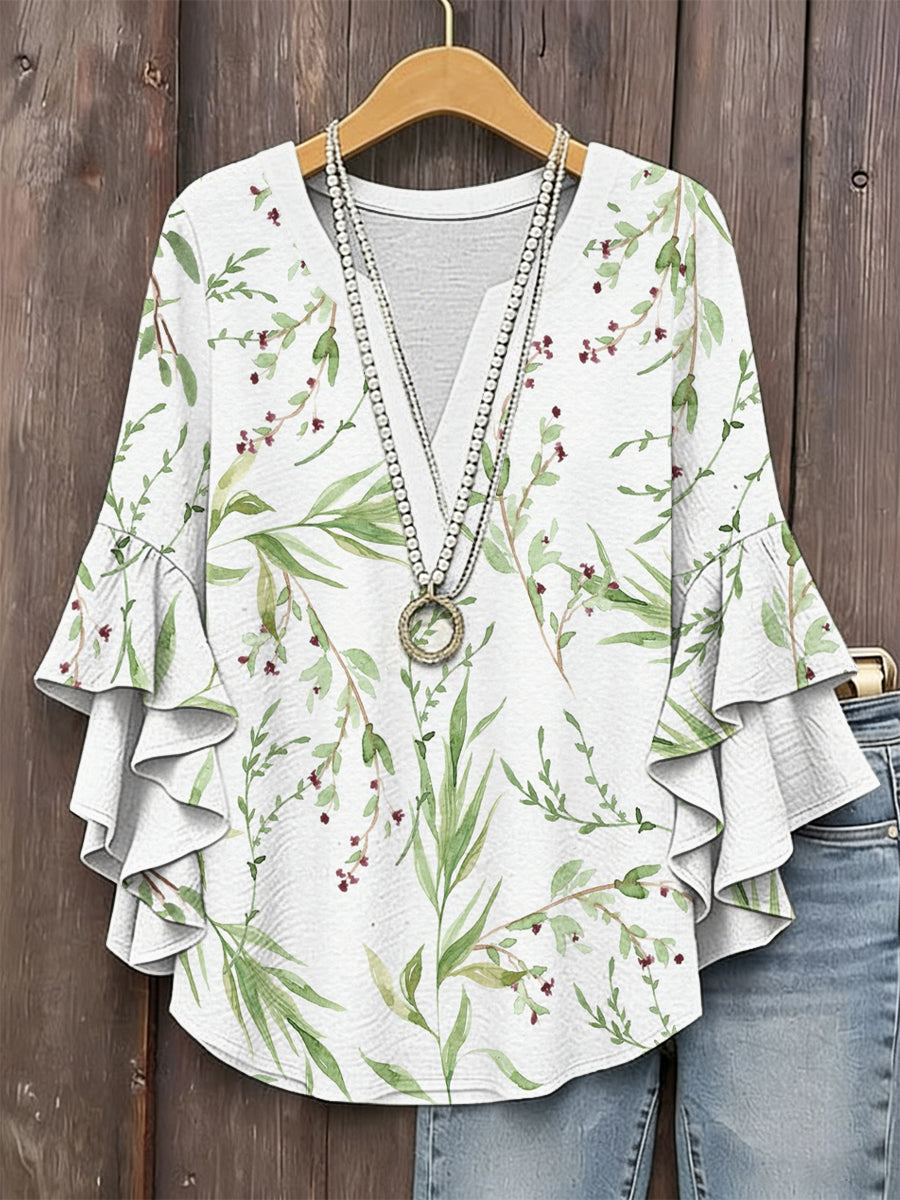 Women's Plants Flowers Print Top