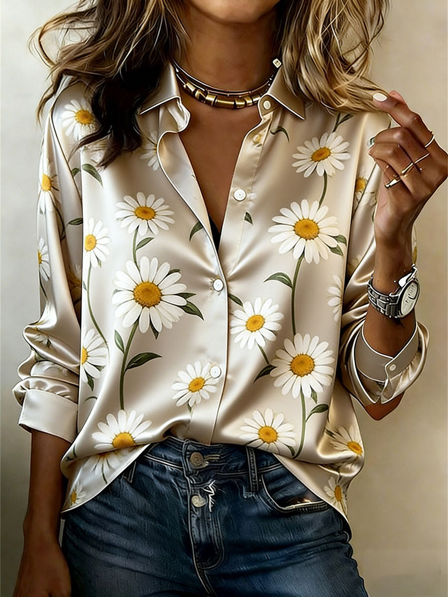 Women's Daisy Print Casual Shirt