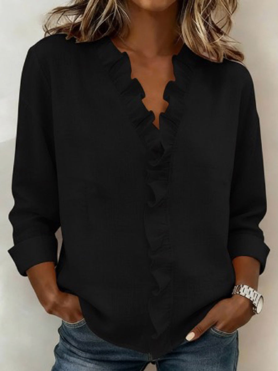 Women's Casual Elegant Ruffle Long-Sleeve Shirt