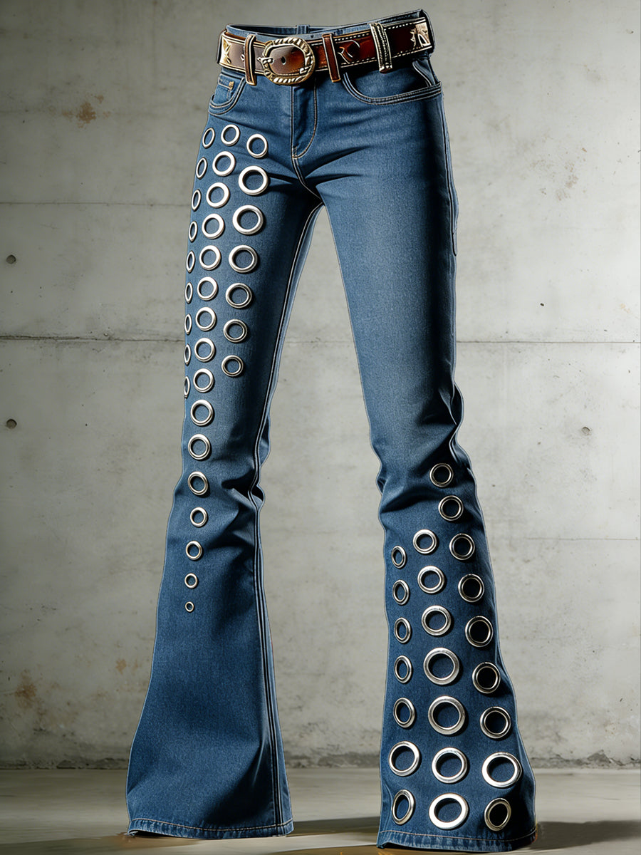 Women's Art Print Flared Trousers