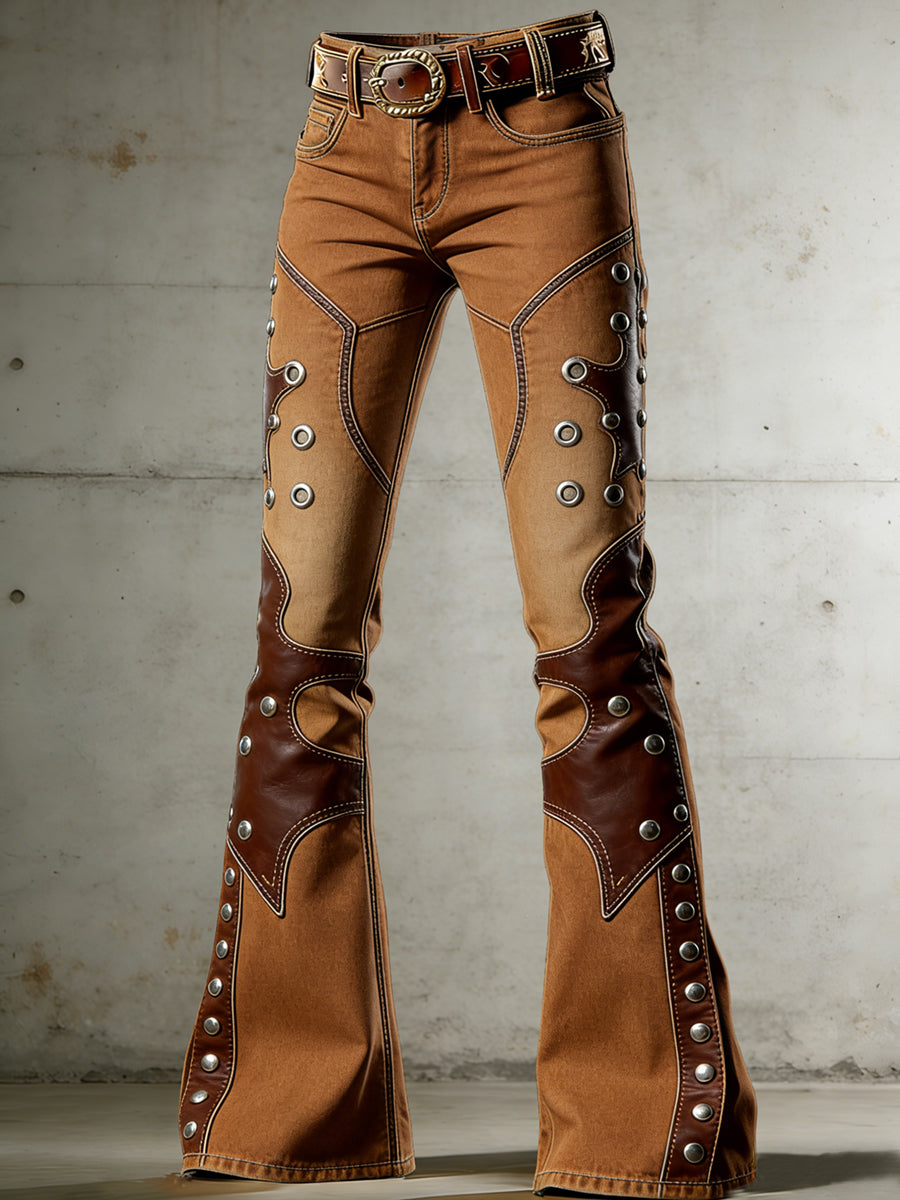 Women's Art Print Flared Trousers