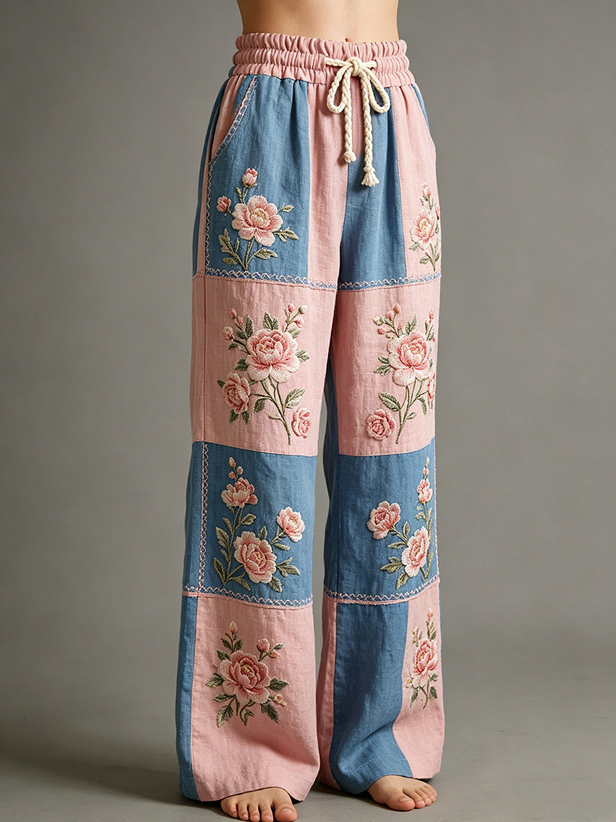 Women's Flower Art Print Trousers
