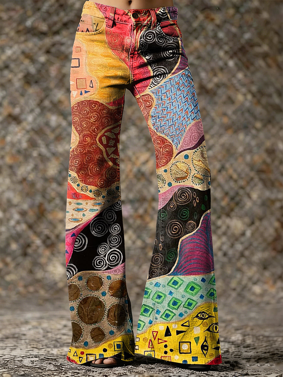 Women's Flower Art Print Trousers