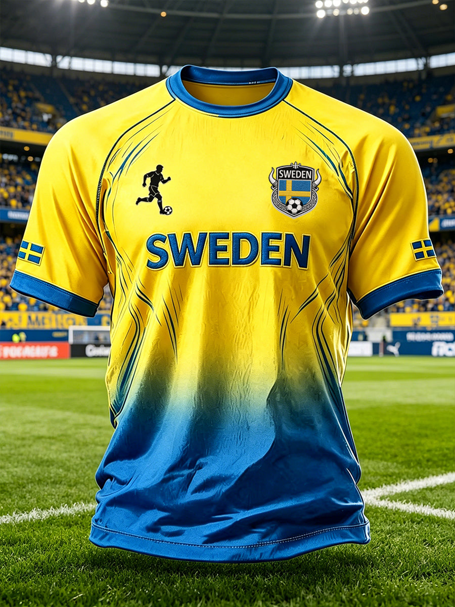 Men's Football-Themed Gradient Color Print Raglan Sleeve T-Shirt