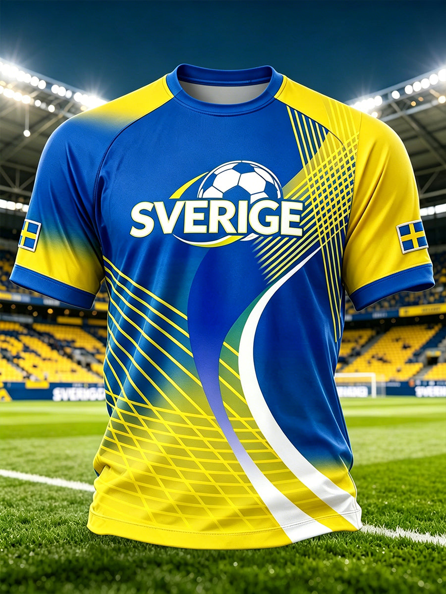 Men's Football-Themed Gradient Color Print Raglan Sleeve T-Shirt