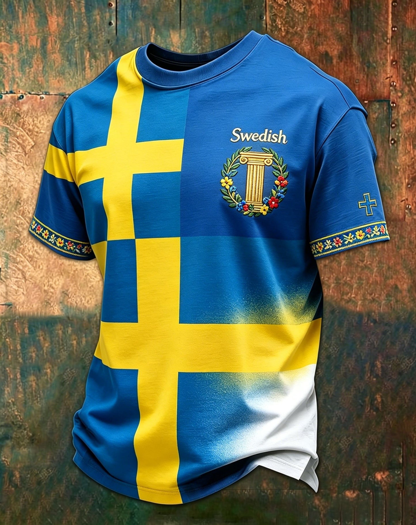 Retro Swedish Midsummer Print Casual Short-Sleeve T-Shirt