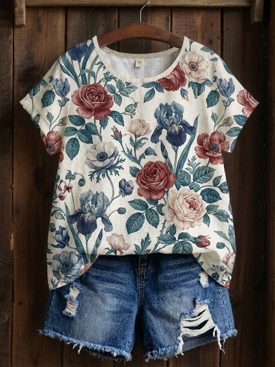 Women's Floral Patchwork Printed T-shirt