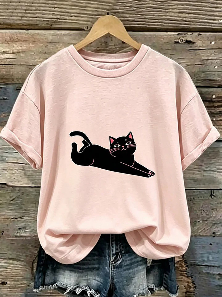 Women's Cute Cat Print T-shirt