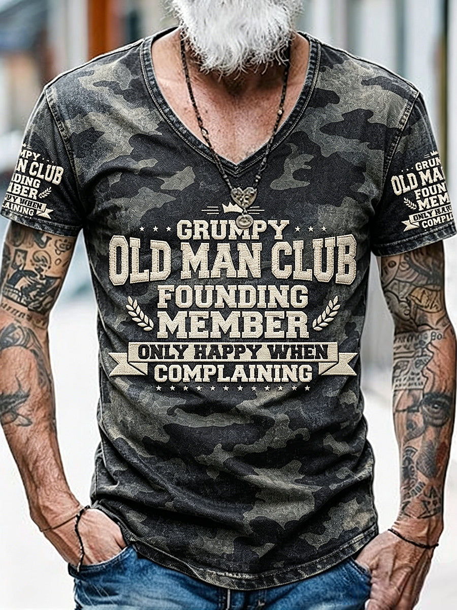 Old Fuckers Club Printed Vintage Fashion Loose Short Sleeve T-Shirt