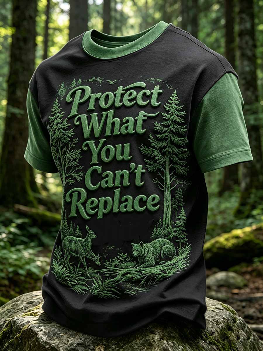 Men's 'Protect What You Can’t Replace' Printed Casual T-Shirt