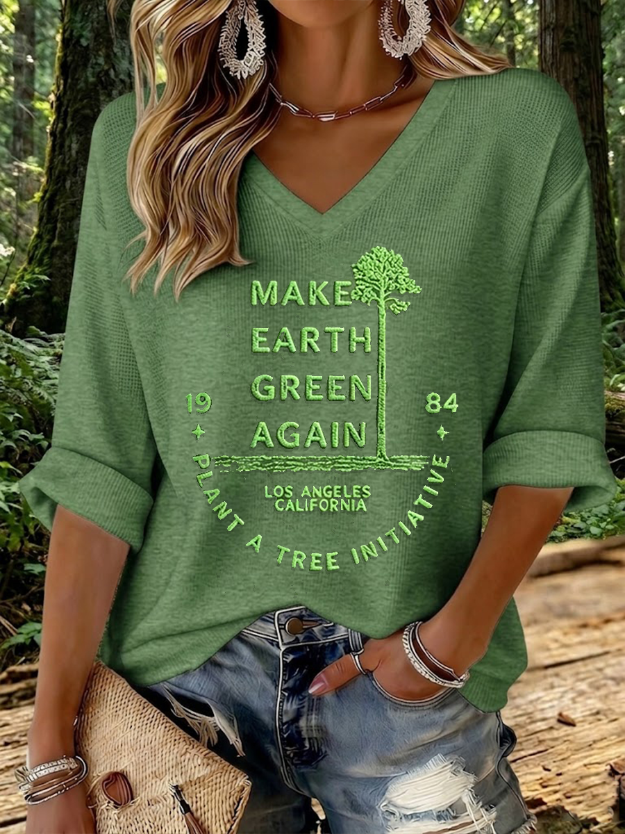 Women's Make Earth Green Again Waffle T-shirt