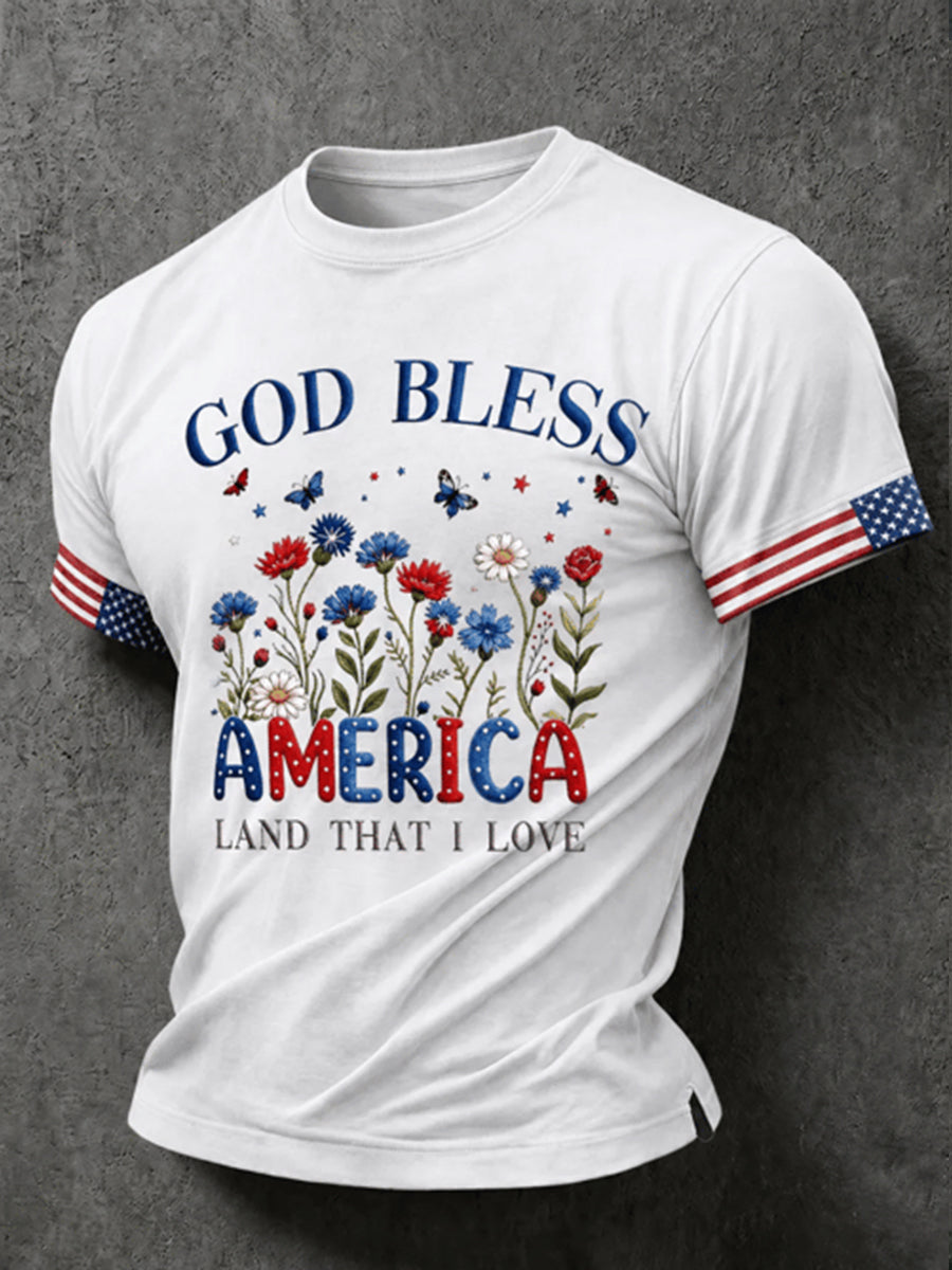 Men's God Bless America Short Sleeves T-shirt