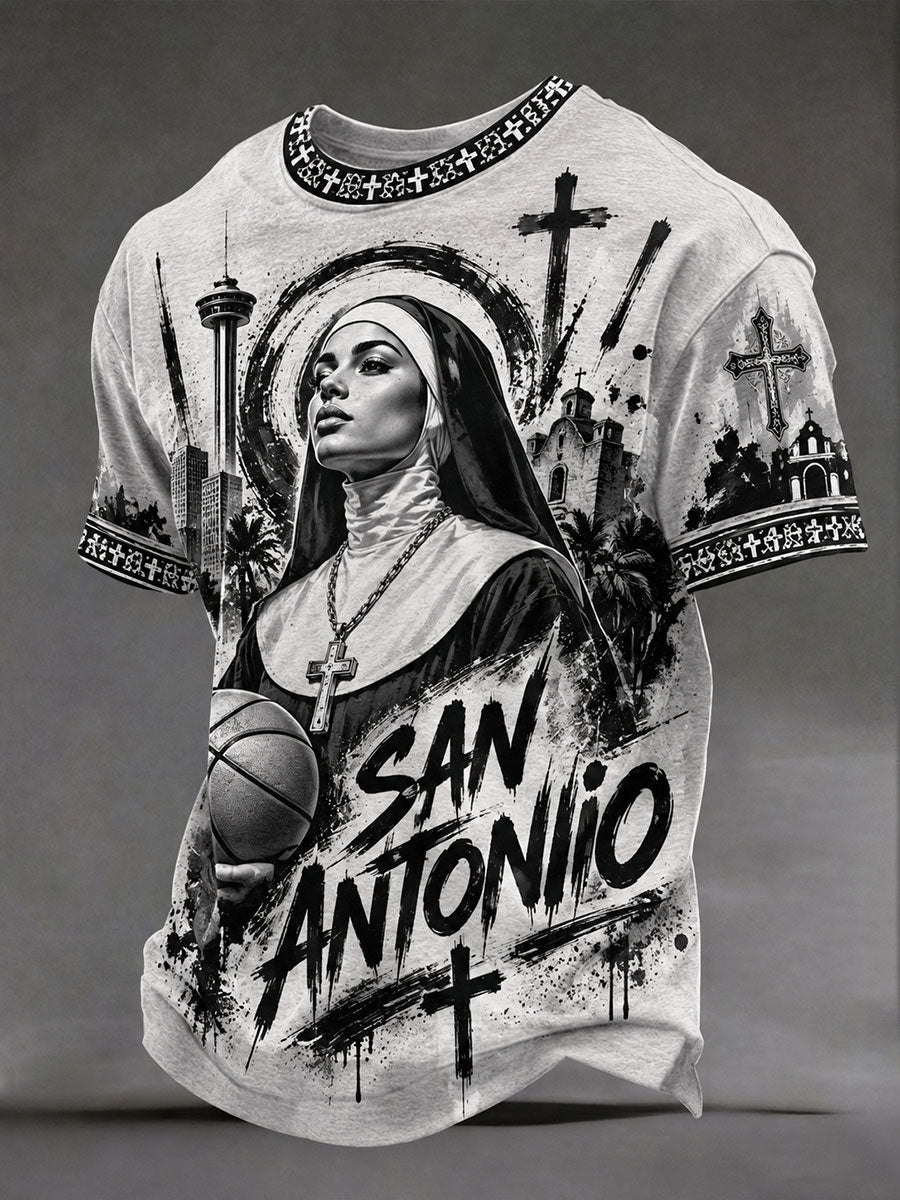 Men's 'SAN ANTONIO' Catholic Nun Basketball T-shirts