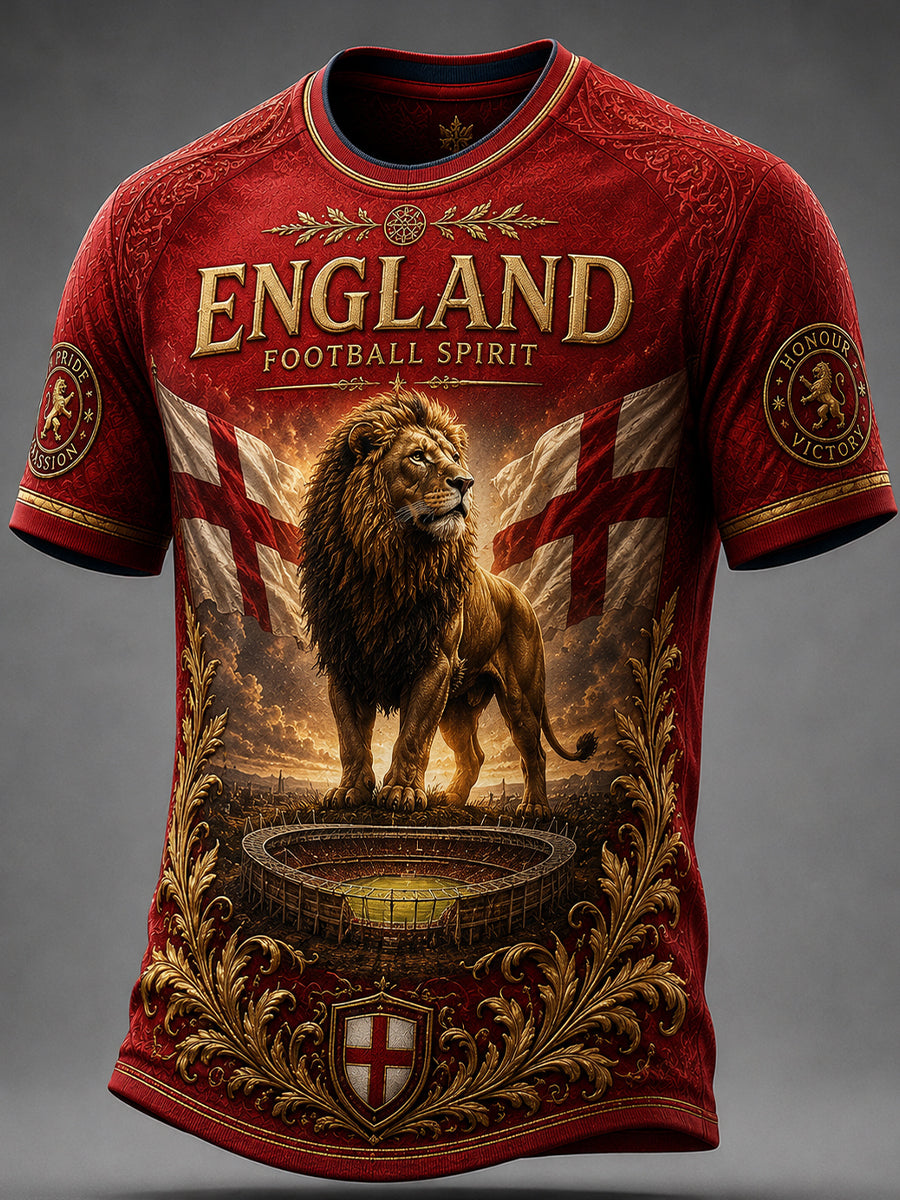 Retro England Football Fan Art Print Casual Jersey