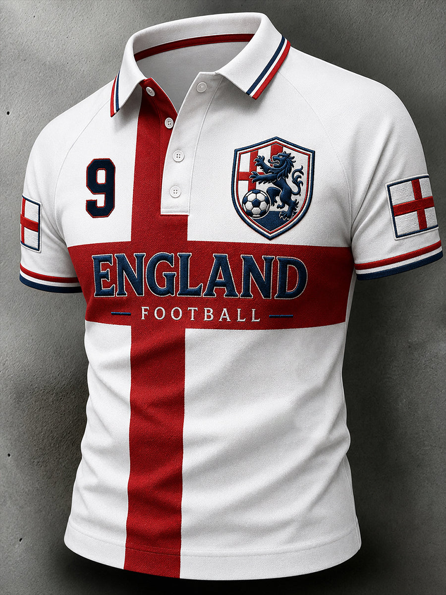 Retro England Football Fan Art Print Casual Jersey
