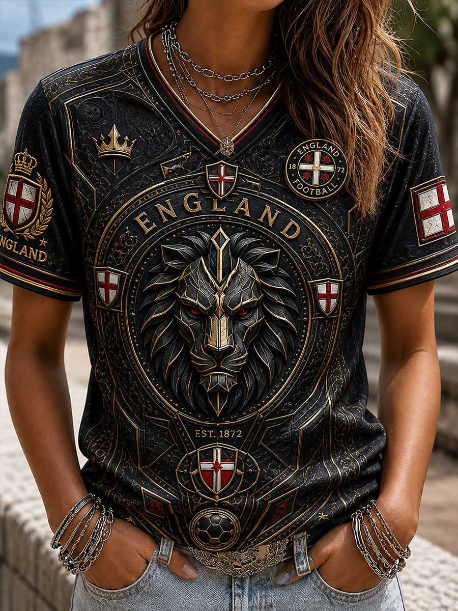 Retro England Football Fan Art Print Casual Jersey