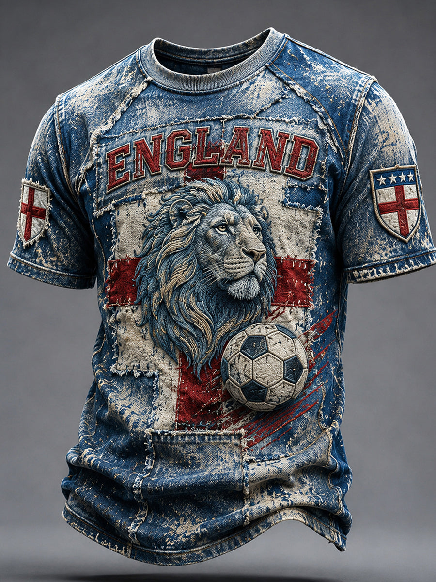 Retro England football fan art print casual jersey