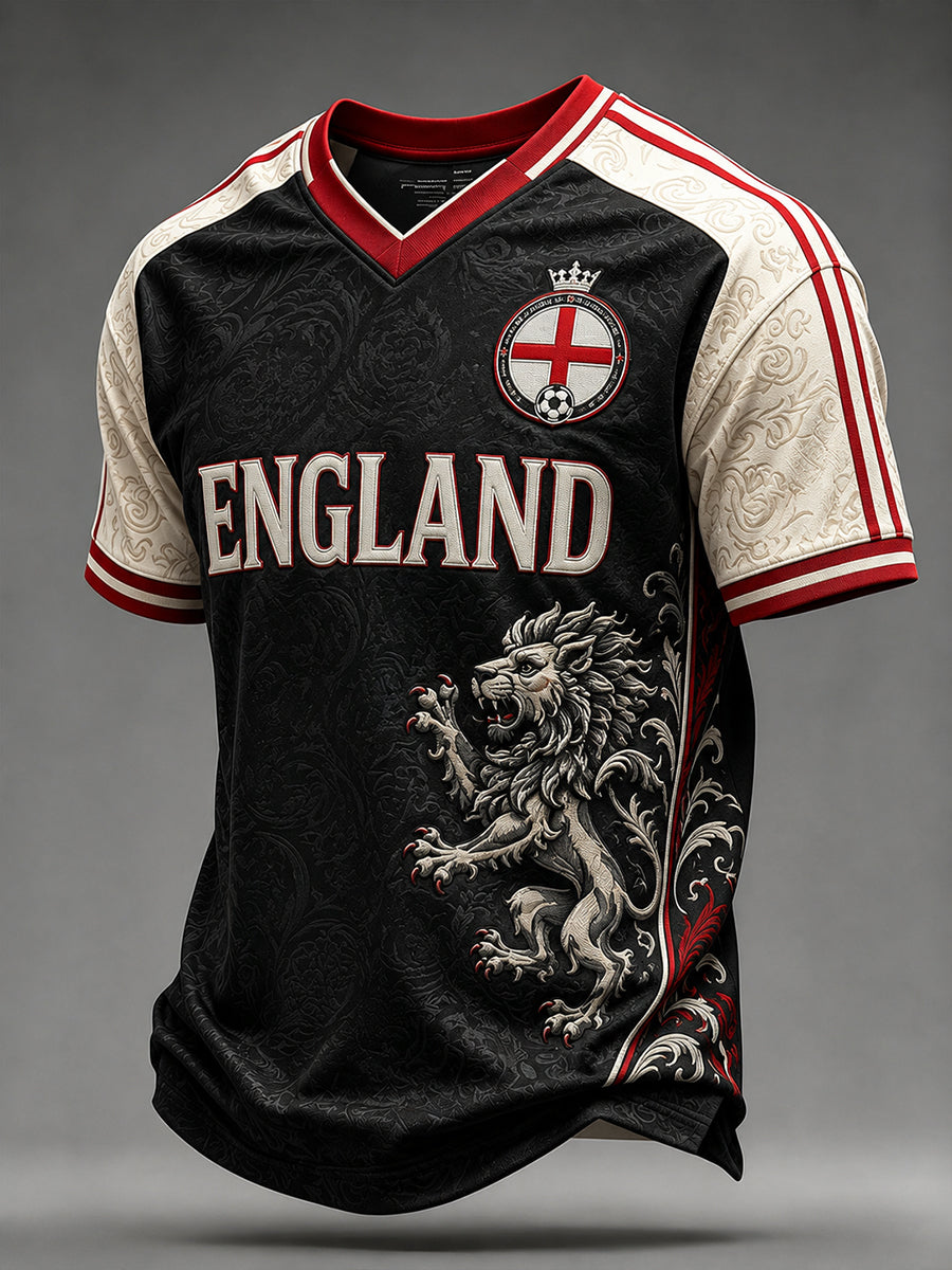 Retro England Football Fan Art Print Casual Jersey