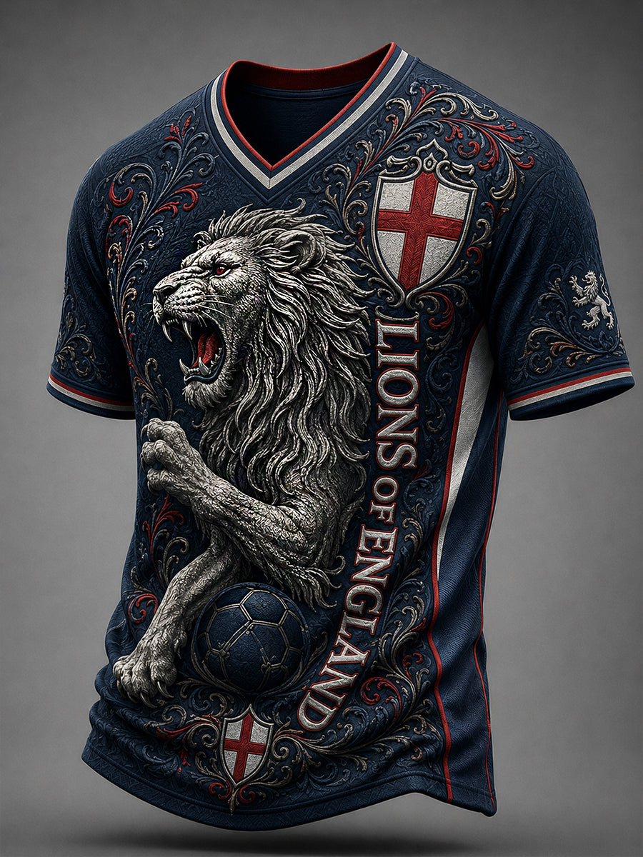 Retro England Football Fan Art Print Casual Jersey