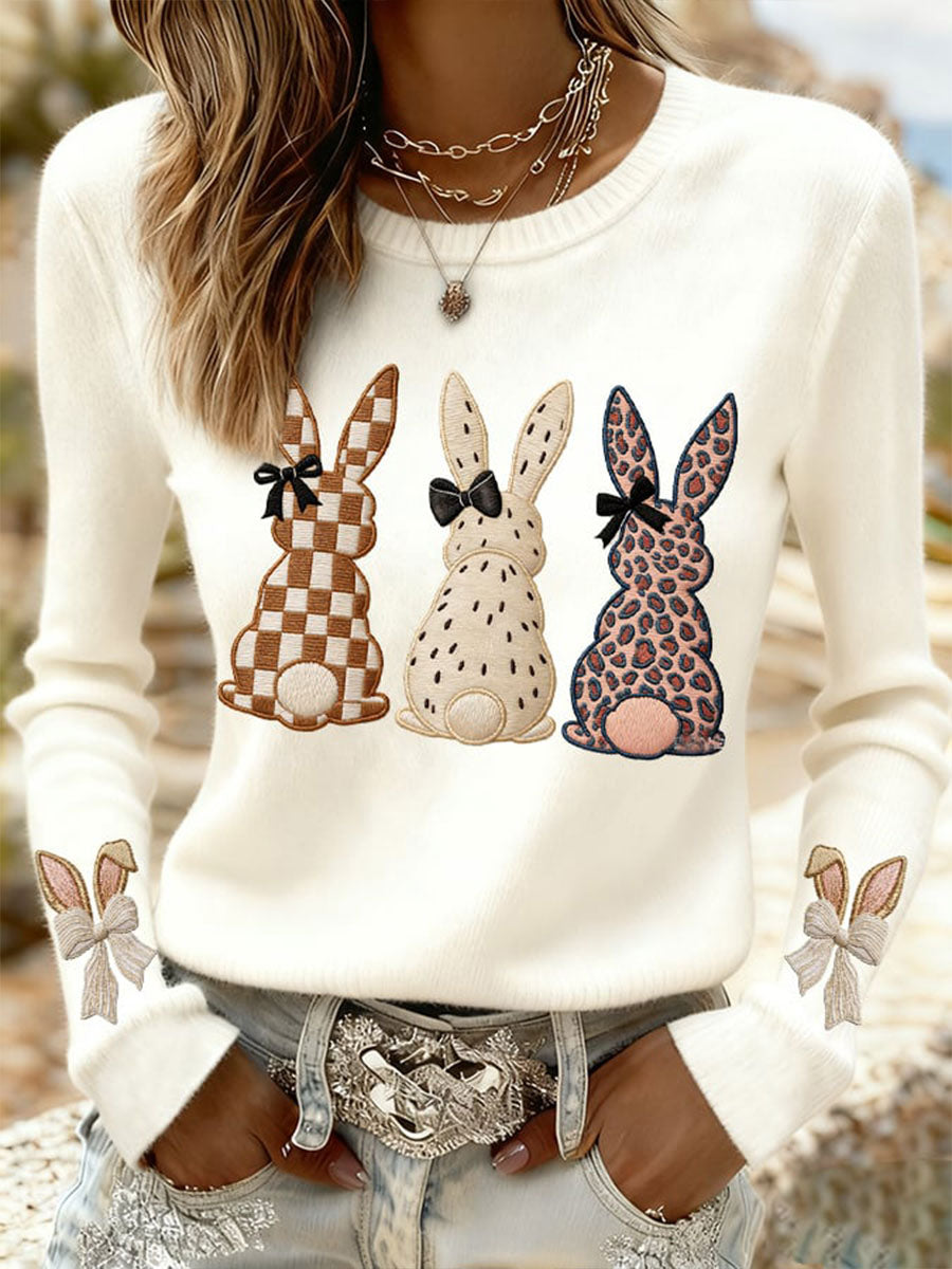 Women's Easter Bunny Print Casual Sweatshirt