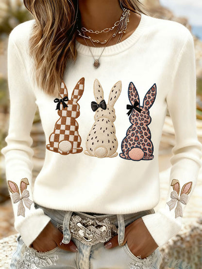 Women's Easter Bunny Print Casual Sweatshirt