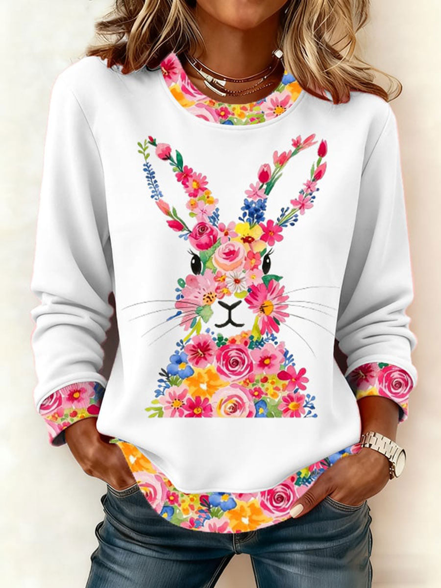 Women's Easter Bunny Print Casual Sweatshirt