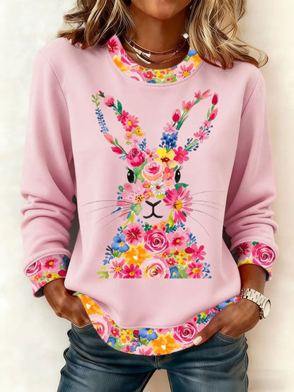 Women's Easter Bunny Print Casual Sweatshirt