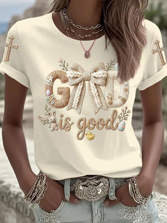 Women's Easter Bunny Print Casual T-Shirt