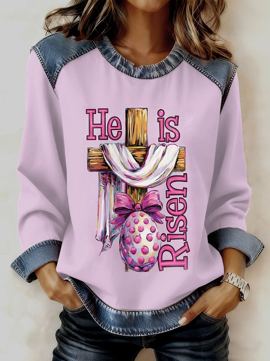 Women's Vintage Faith Easter Print Sweatshirt