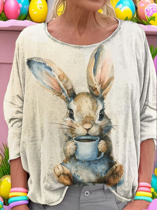 Women's Easter Bunny Art Printed Tops