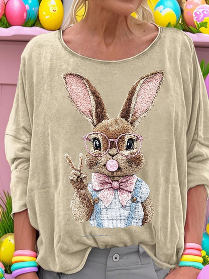 Women's Easter Bunny Art Printed Tops