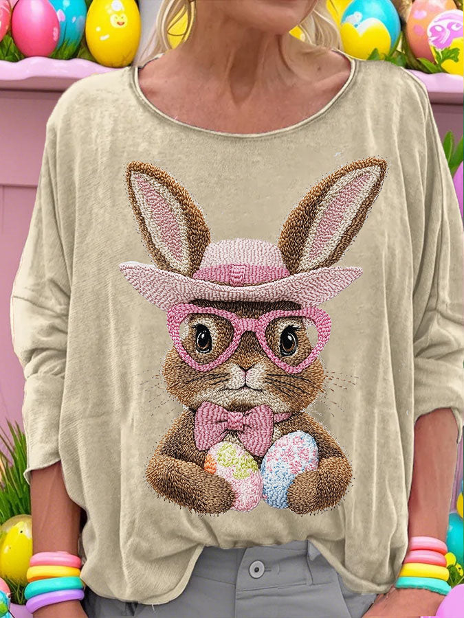 Women's Easter Bunny Art Printed Tops