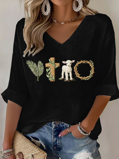 Women's Easter Bunny A Lot Can Happen In 3 Days Printed Waffle Tops