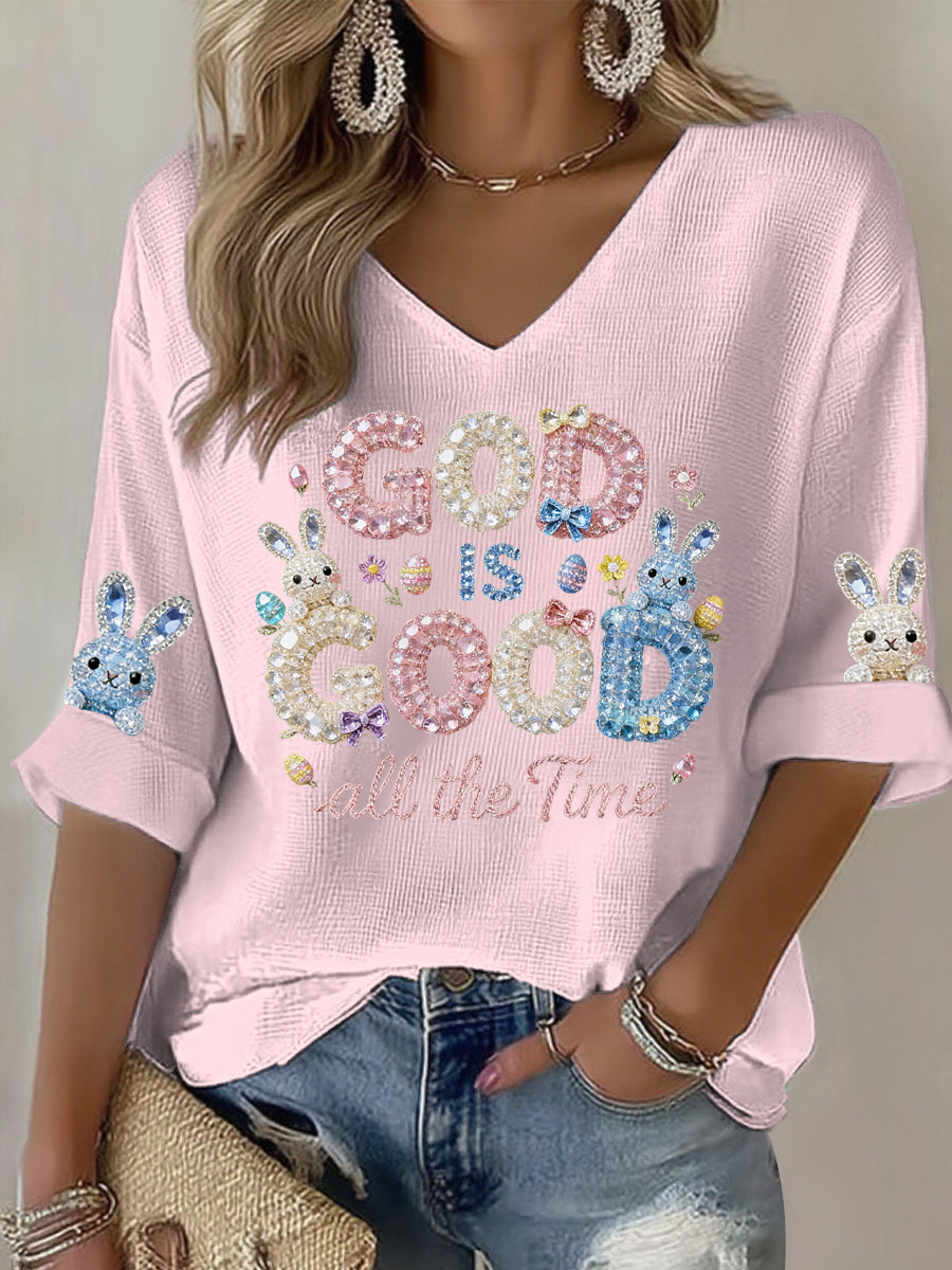 Women's Easter Bunny Art Print Casual T-shirt