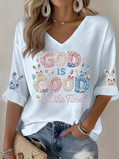 Women's Easter Bunny Art Print Casual T-shirt