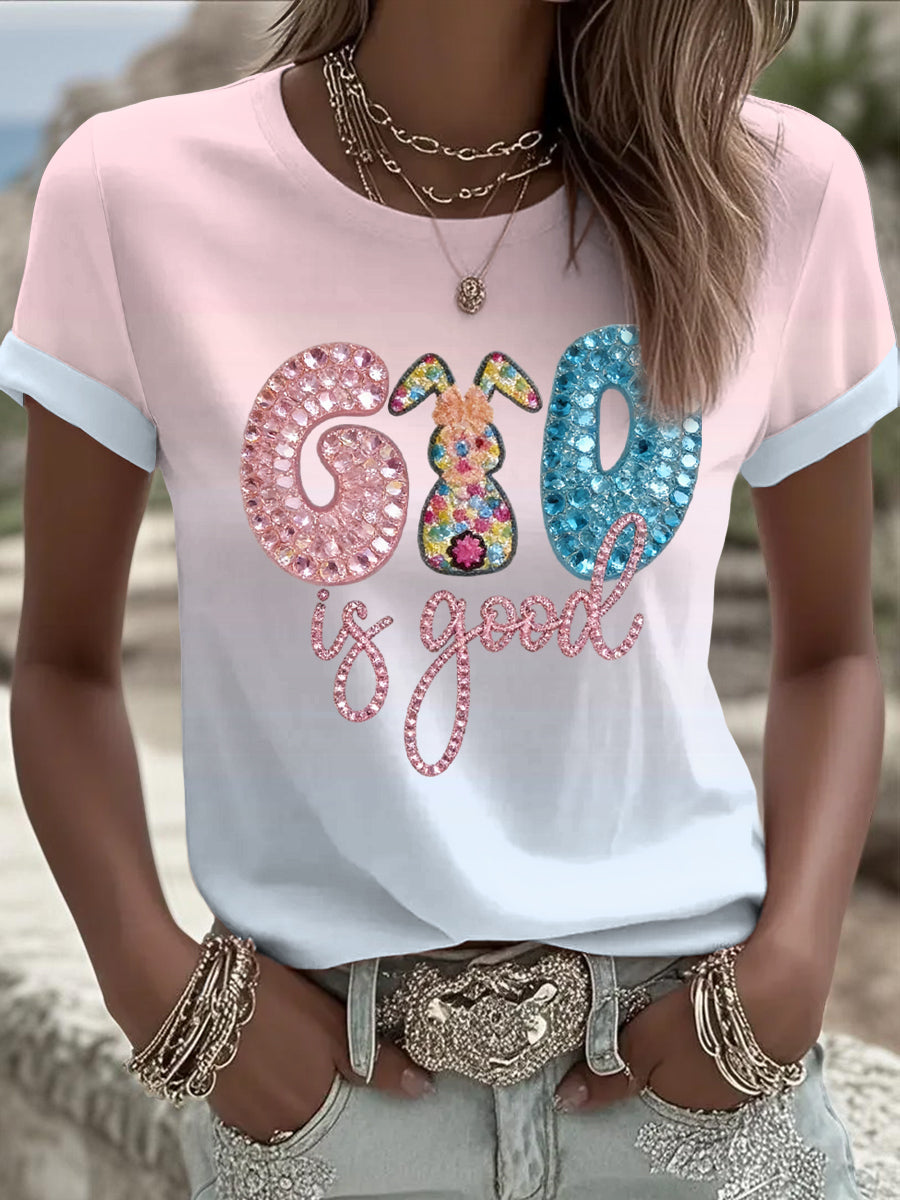 Women's Easter God Is Good Printed T-shirt